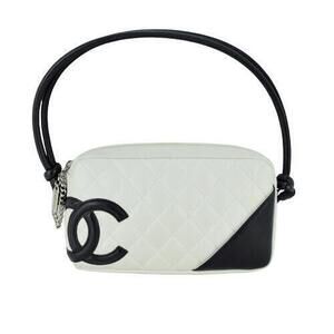 CHANEL Cambon Line Accessory Pouch Shoulder Bag Coco Mark Black White